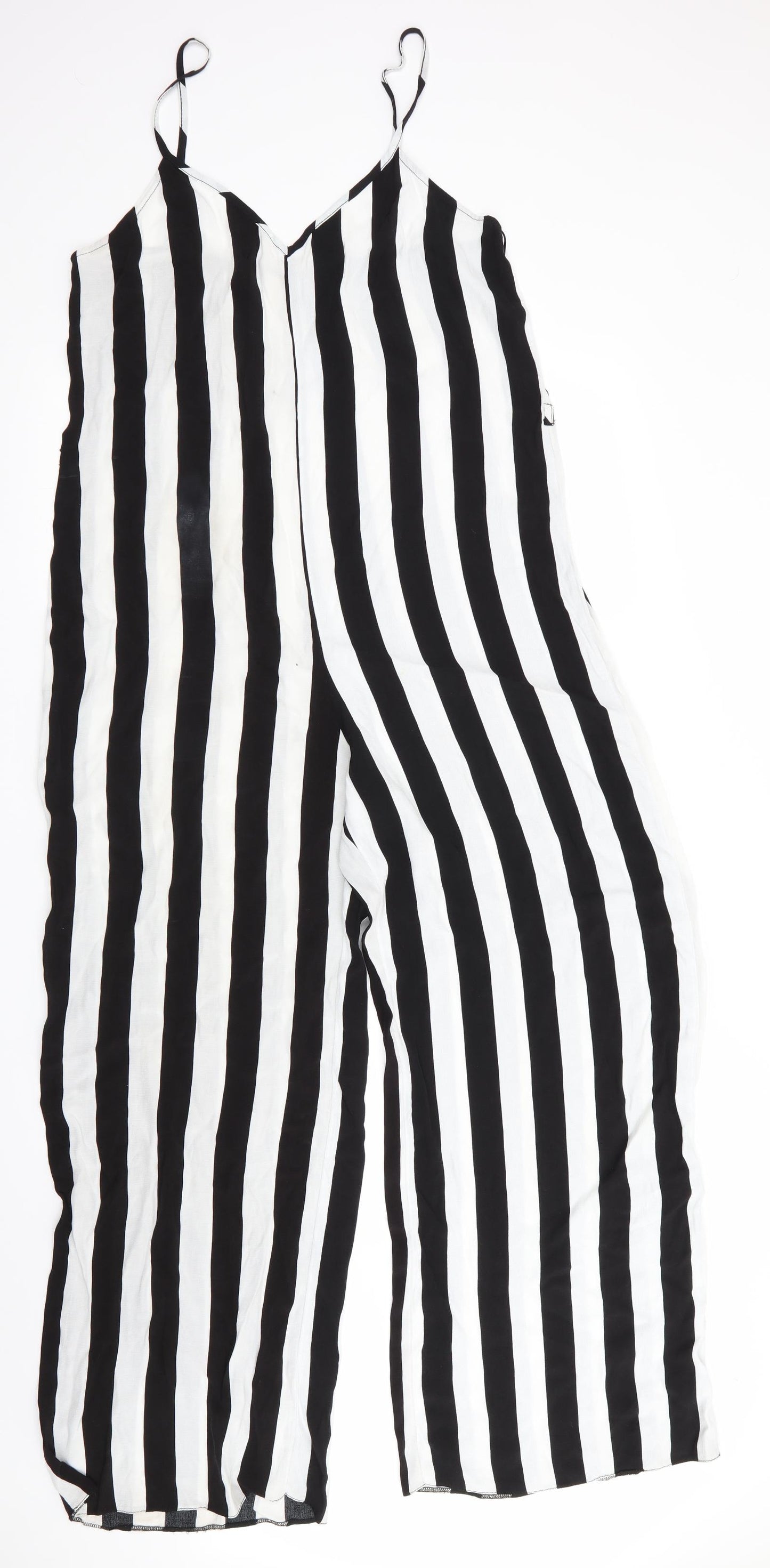 New Look Womens Black Striped  Jumpsuit One-Piece Size 14 L28 in