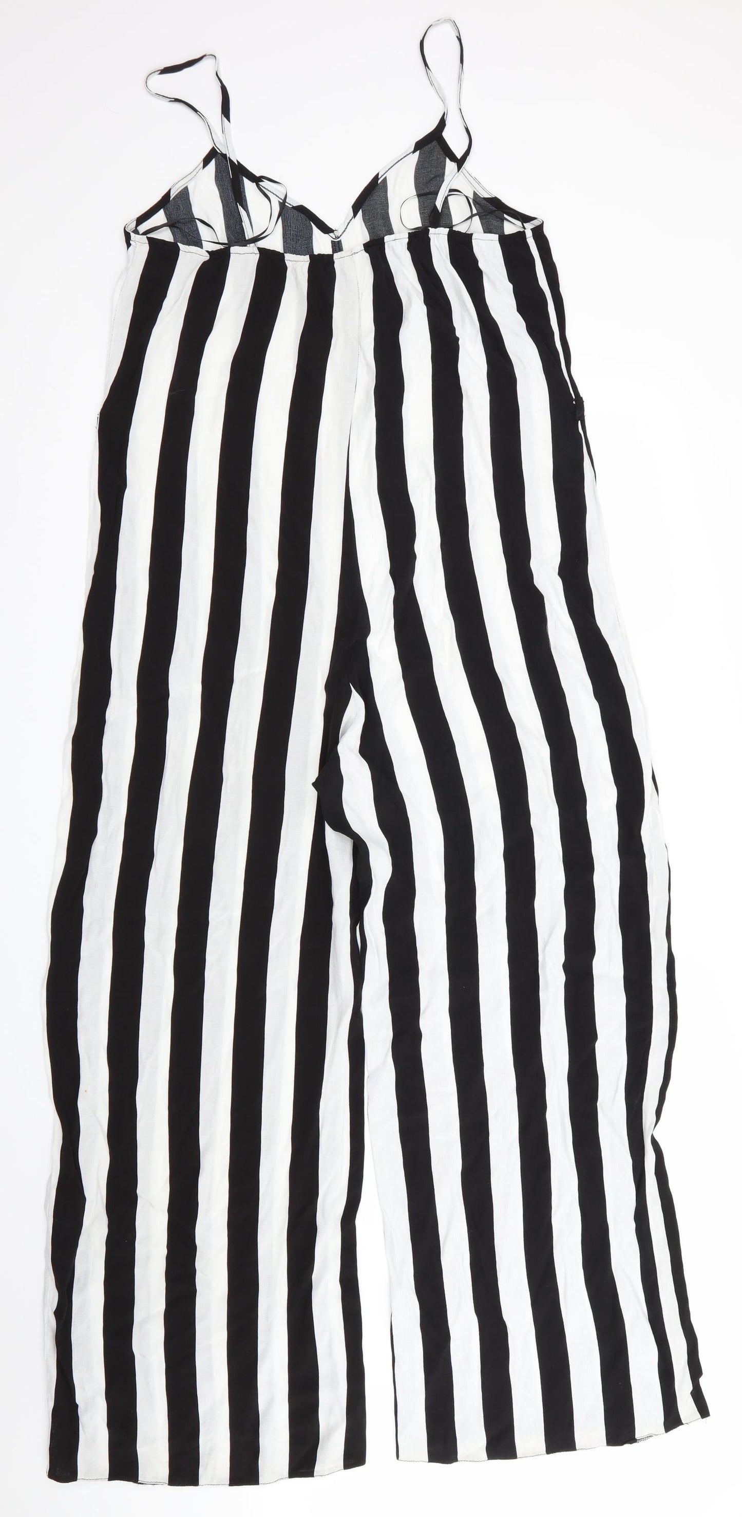New Look Womens Black Striped  Jumpsuit One-Piece Size 14 L28 in