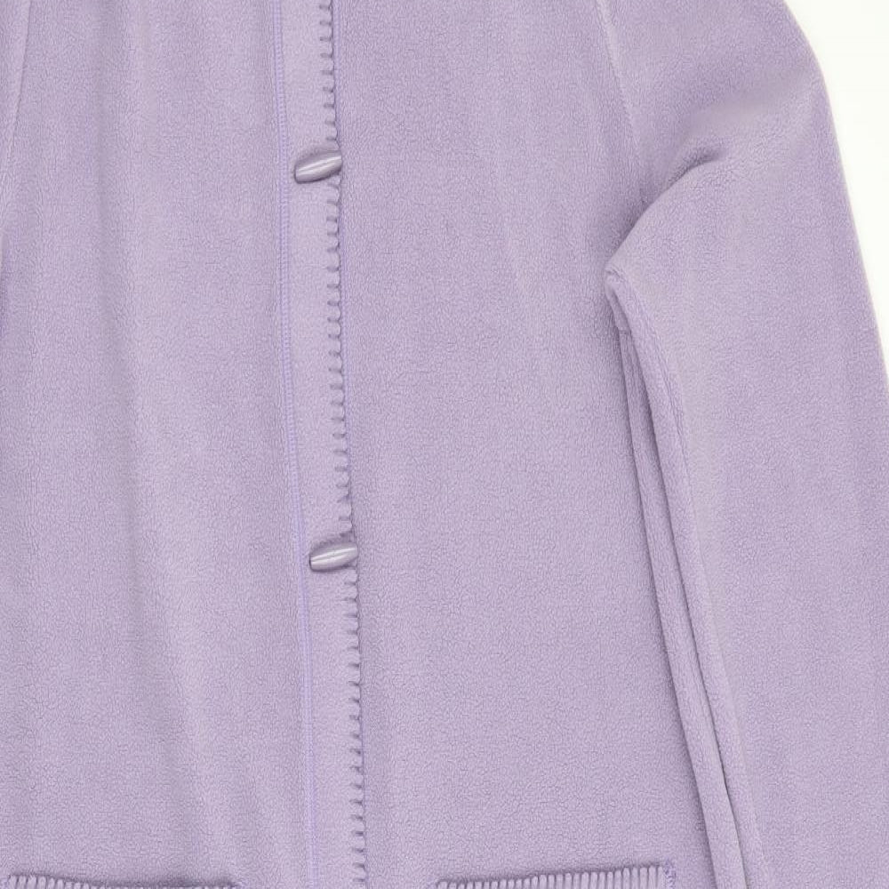Marks and Spencer Womens Purple Solid Fleece  Robe Size 12  - Mandarin Collar