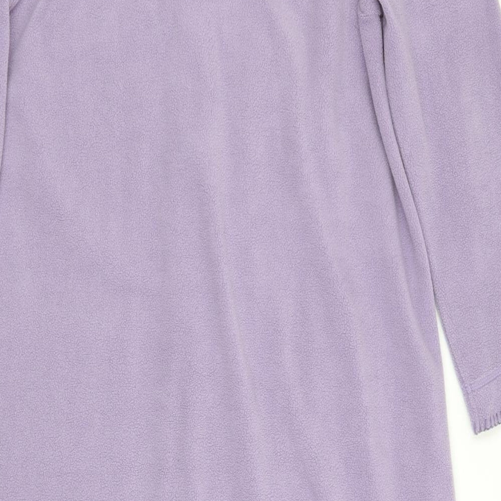 Marks and Spencer Womens Purple Solid Fleece  Robe Size 12  - Mandarin Collar