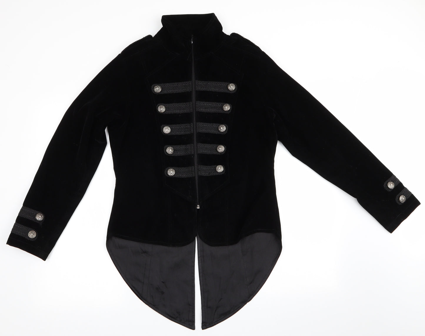 Dark Star Womens Black   Military Jacket Jacket Size M  - Fishtail Jacket Velvet feel