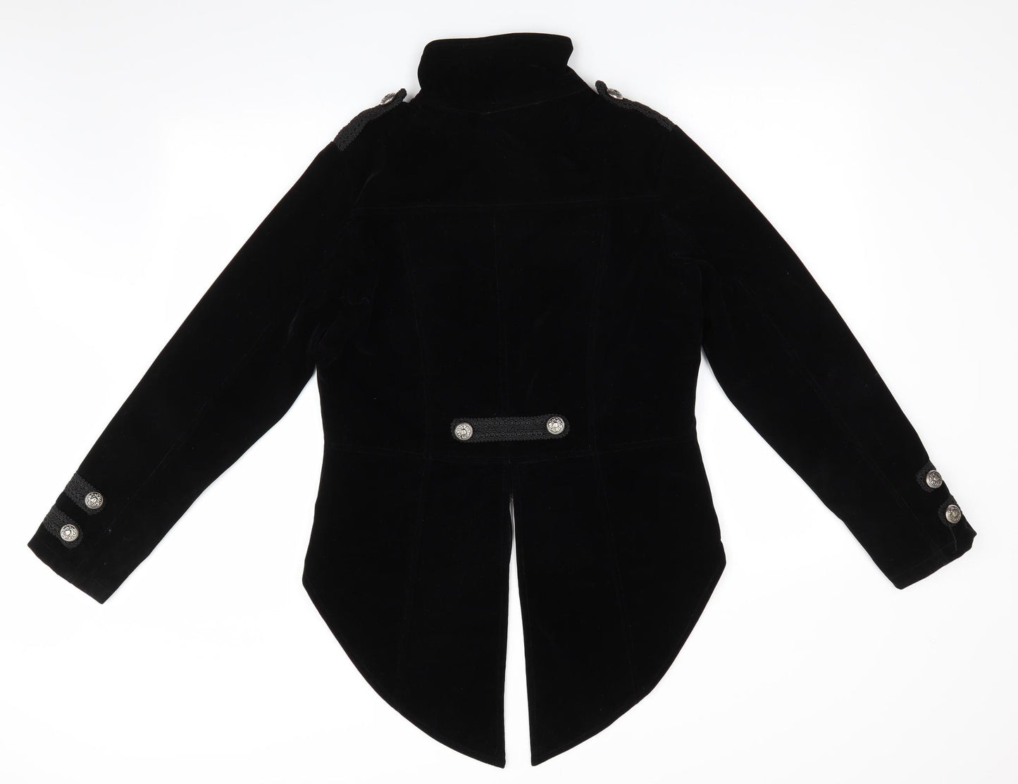 Dark Star Womens Black   Military Jacket Jacket Size M  - Fishtail Jacket Velvet feel