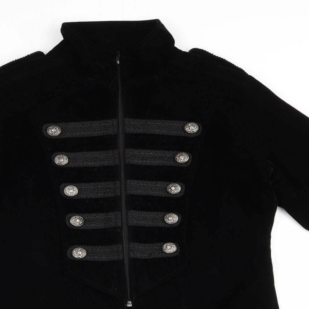 Dark Star Womens Black   Military Jacket Jacket Size M  - Fishtail Jacket Velvet feel