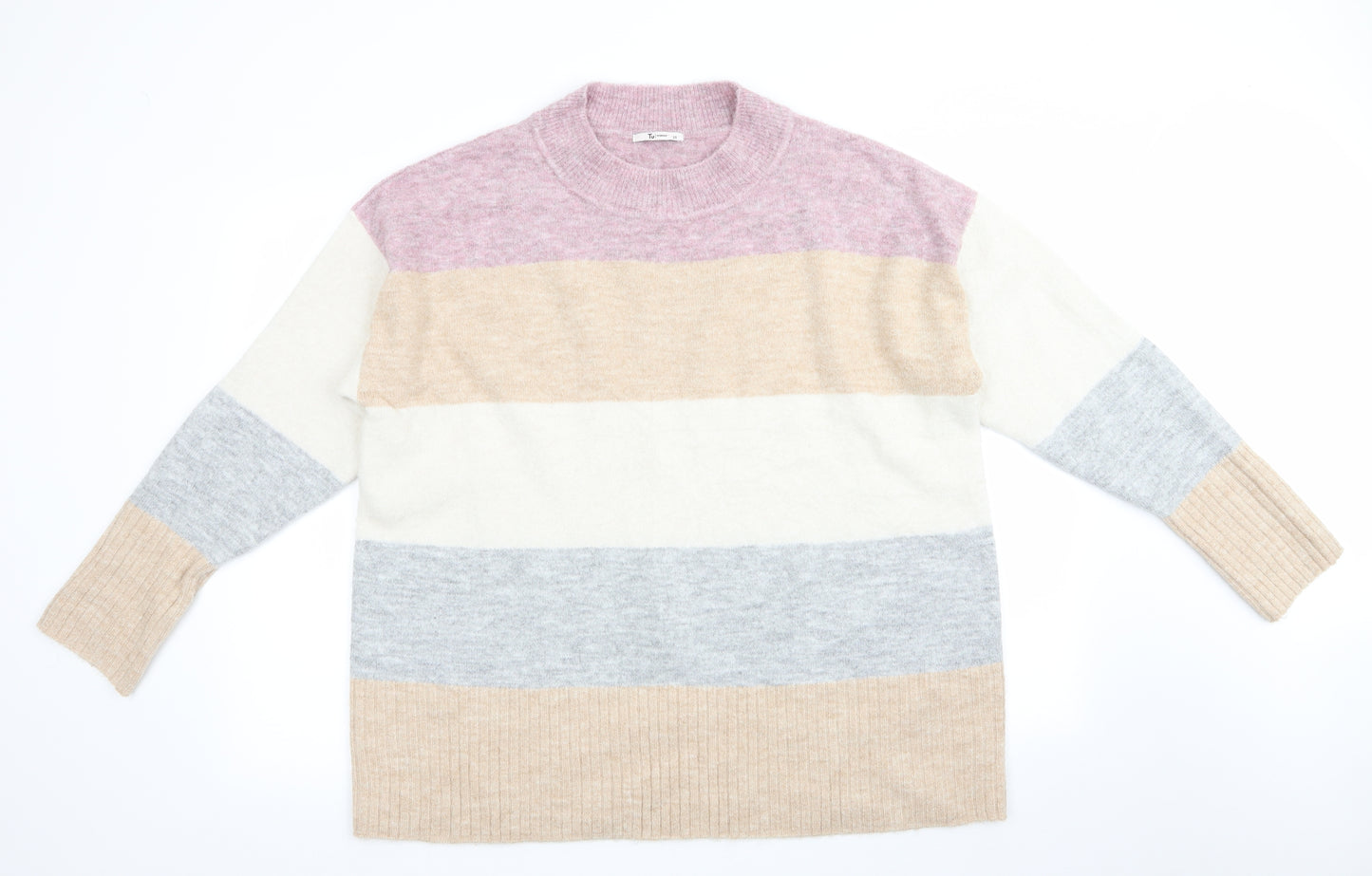 TU Womens Beige Striped  Pullover Jumper Size 20  - Pink Beige Grey Ivory Stripes