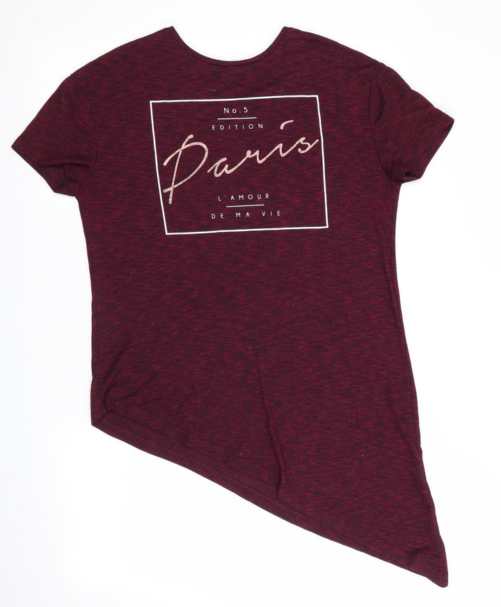 Atmosphere Womens Purple Tunic T-Shirt Size 10 - Diagonal hem No 5 Edition Paris