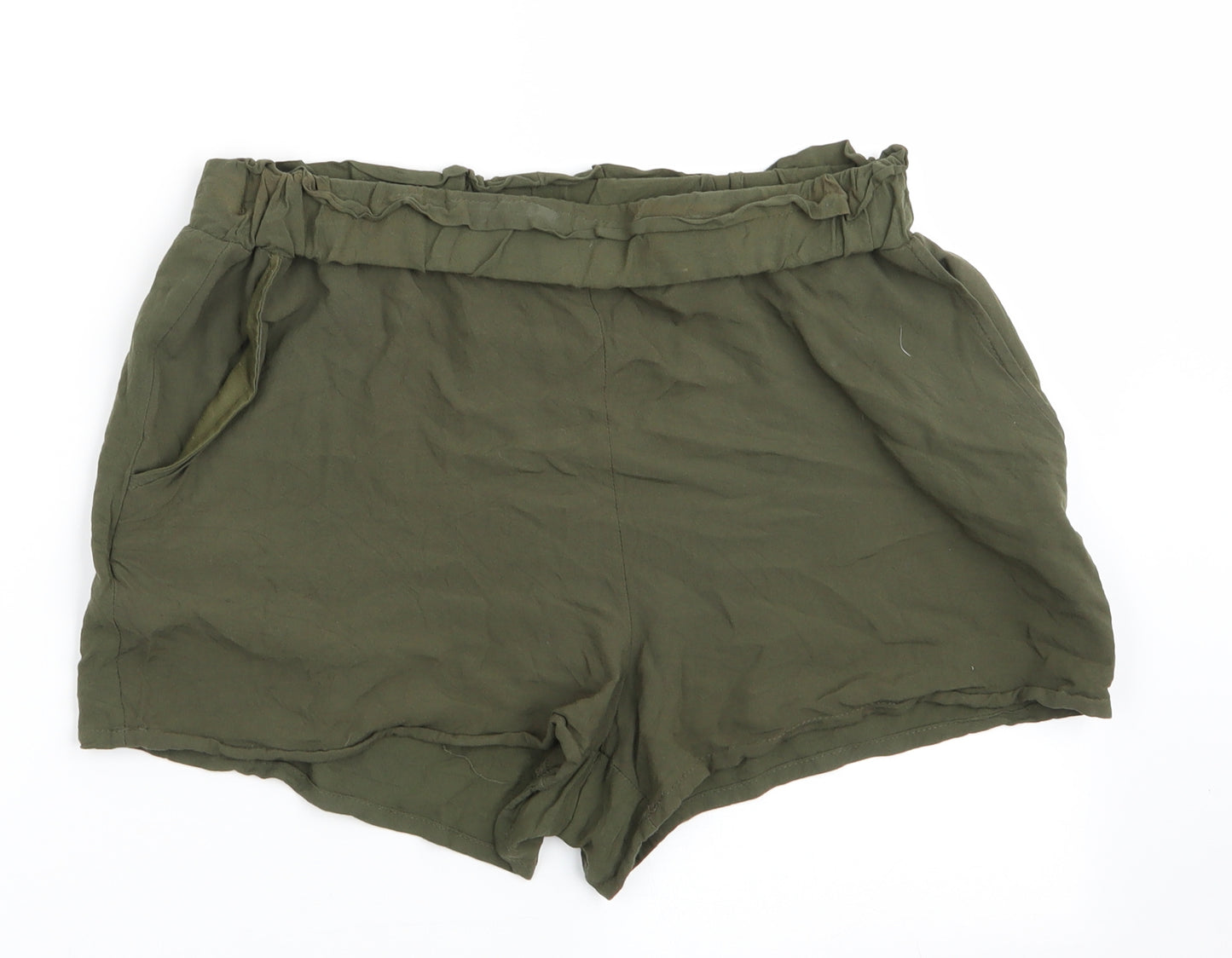 Primark Womens Green   Paperbag Shorts Size 12