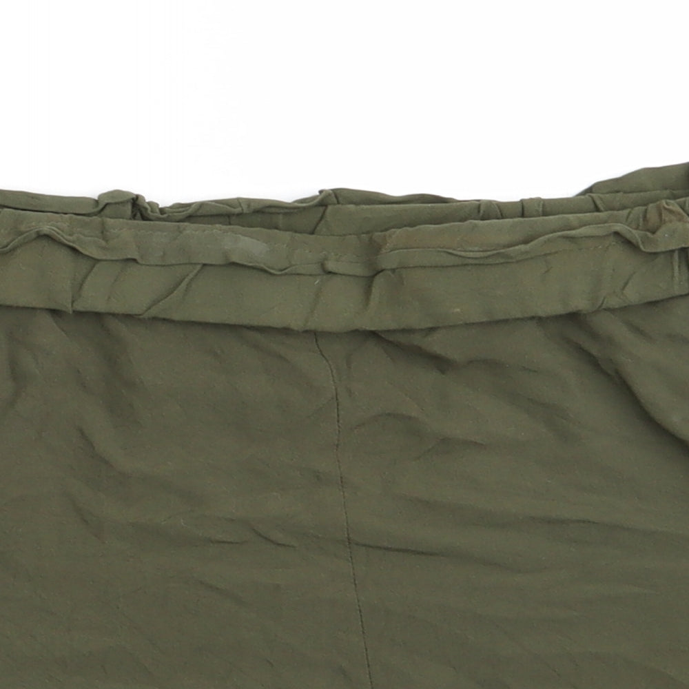 Primark Womens Green   Paperbag Shorts Size 12