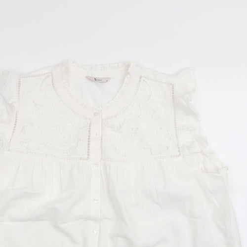 TU Womens Ivory   Basic Button-Up Size 20  - Cut out front details Frilled shoulders