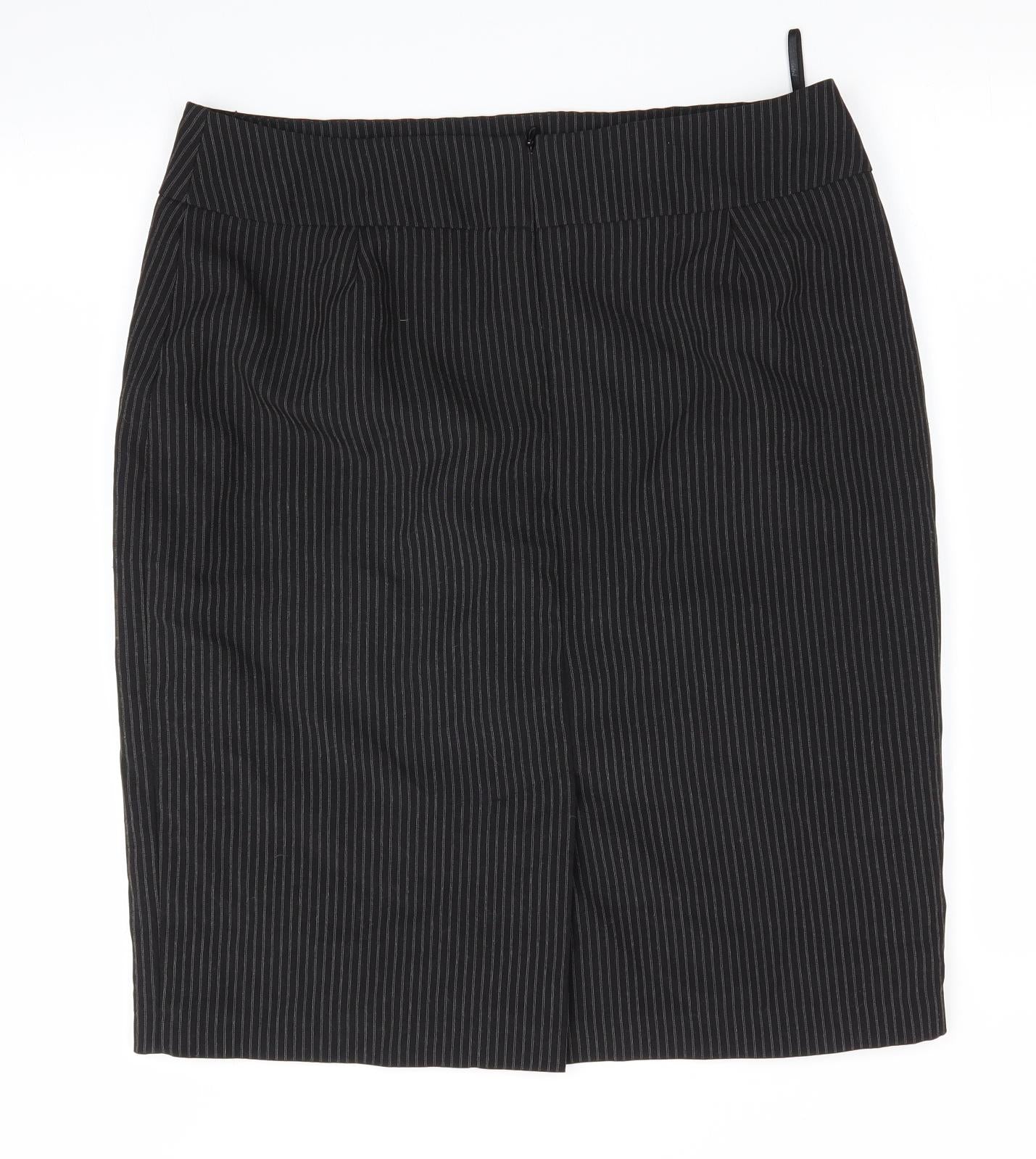 Papaya Womens Black Striped  Straight & Pencil Skirt Size 16  - Pin Stripe Back Vented