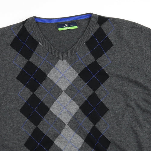 Blue Harbour Golf Mens Grey Argyle/Diamond  Pullover Jumper