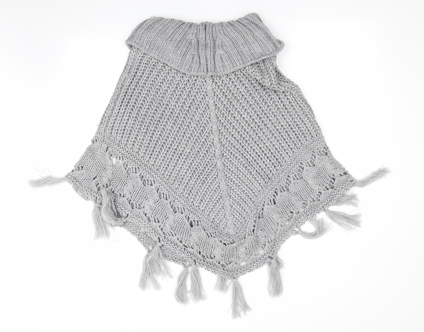 George Womens Grey   Overcoat Poncho Size 8  - Open knit
