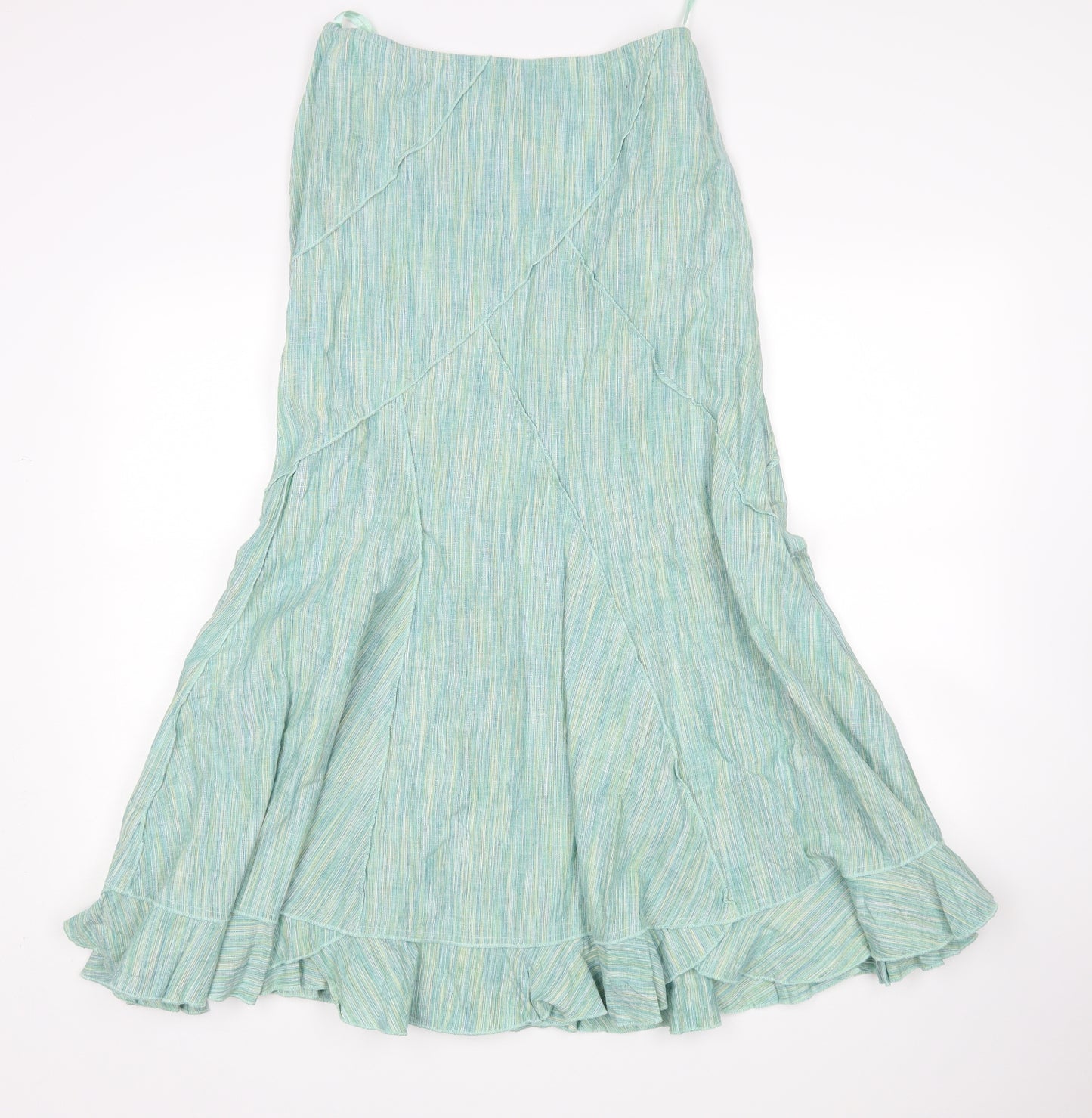 M&S Womens Green Striped  A-Line Skirt Size 10