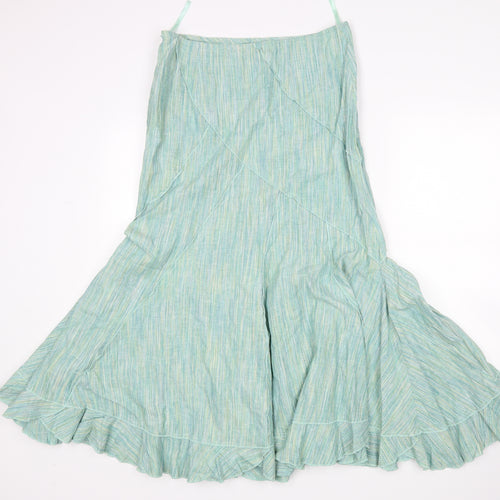 M&S Womens Green Striped  A-Line Skirt Size 10