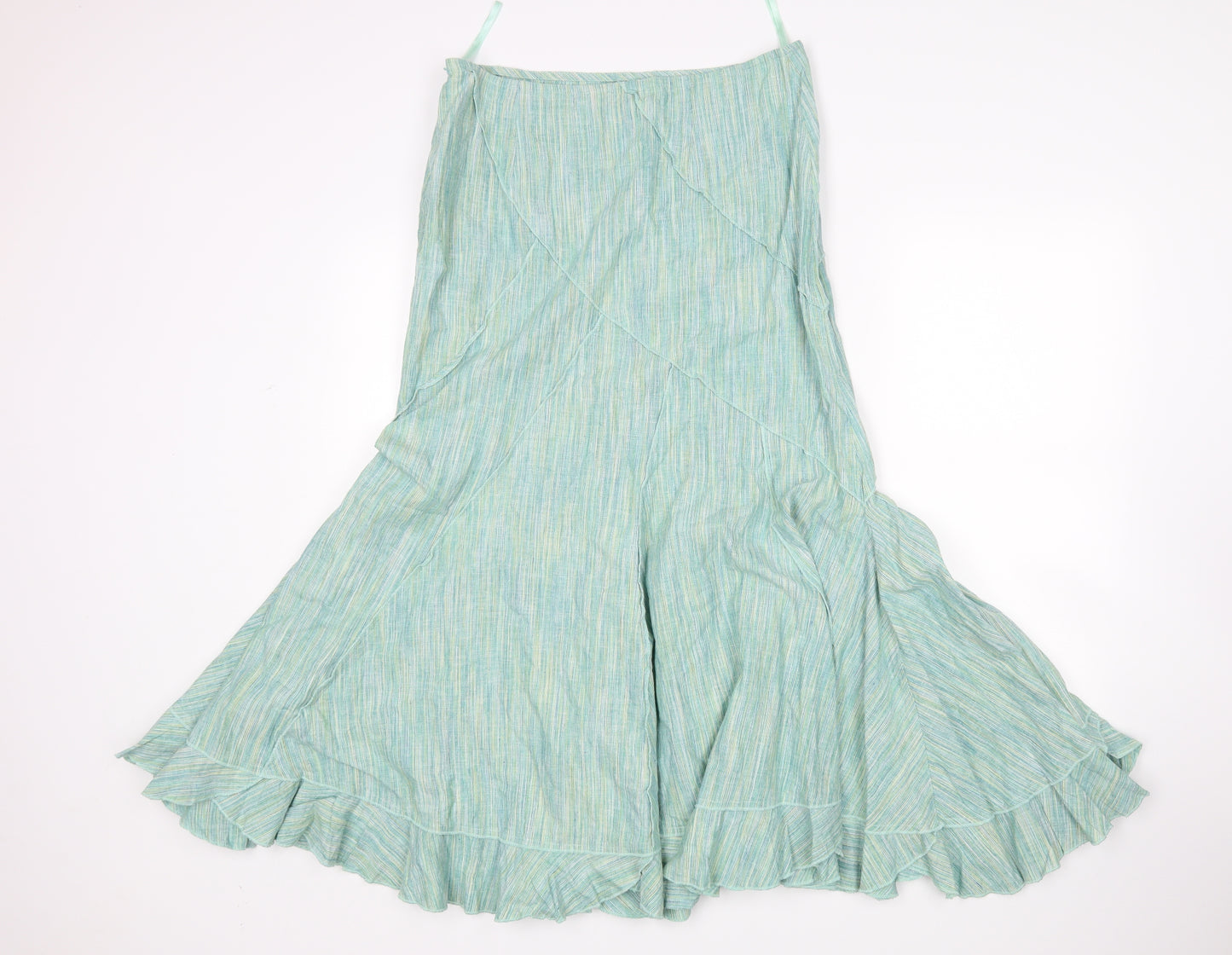 M&S Womens Green Striped  A-Line Skirt Size 10