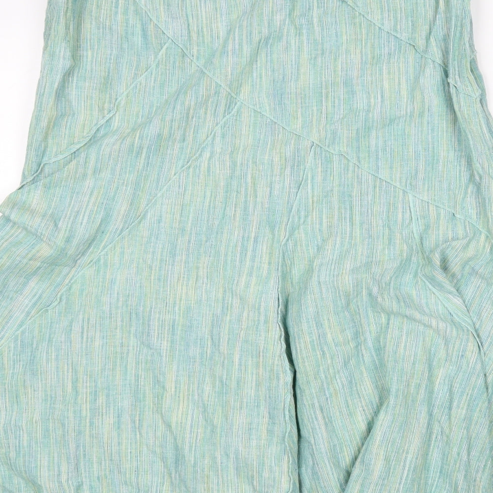 M&S Womens Green Striped  A-Line Skirt Size 10