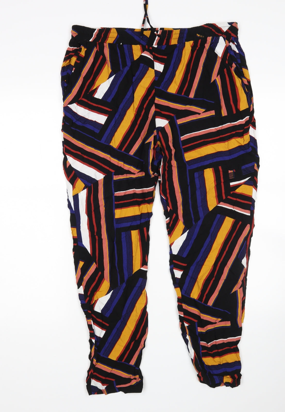 Papaya Womens Multicoloured Geometric  Harem Trousers Size 16 L26 in