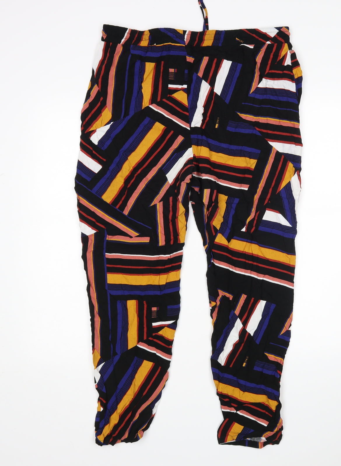 Papaya Womens Multicoloured Geometric  Harem Trousers Size 16 L26 in