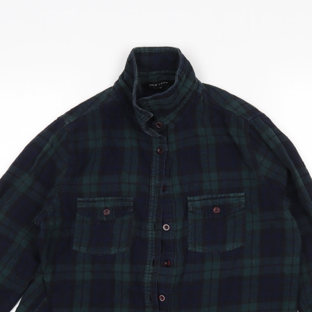 Topshop Womens Multicoloured Plaid Flannel Basic Button-Up Size 10