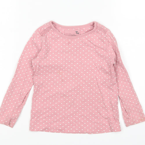TU Girls Pink Polka Dot  Basic T-Shirt Size 3 Years