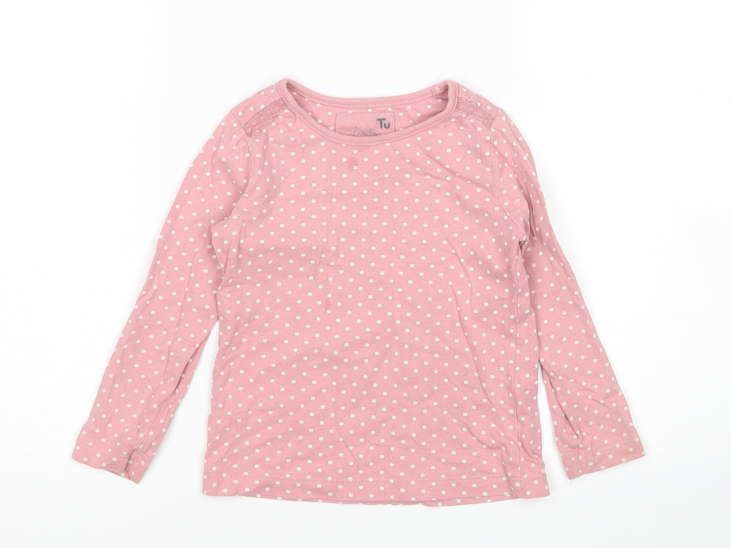 TU Girls Pink Polka Dot  Basic T-Shirt Size 3 Years