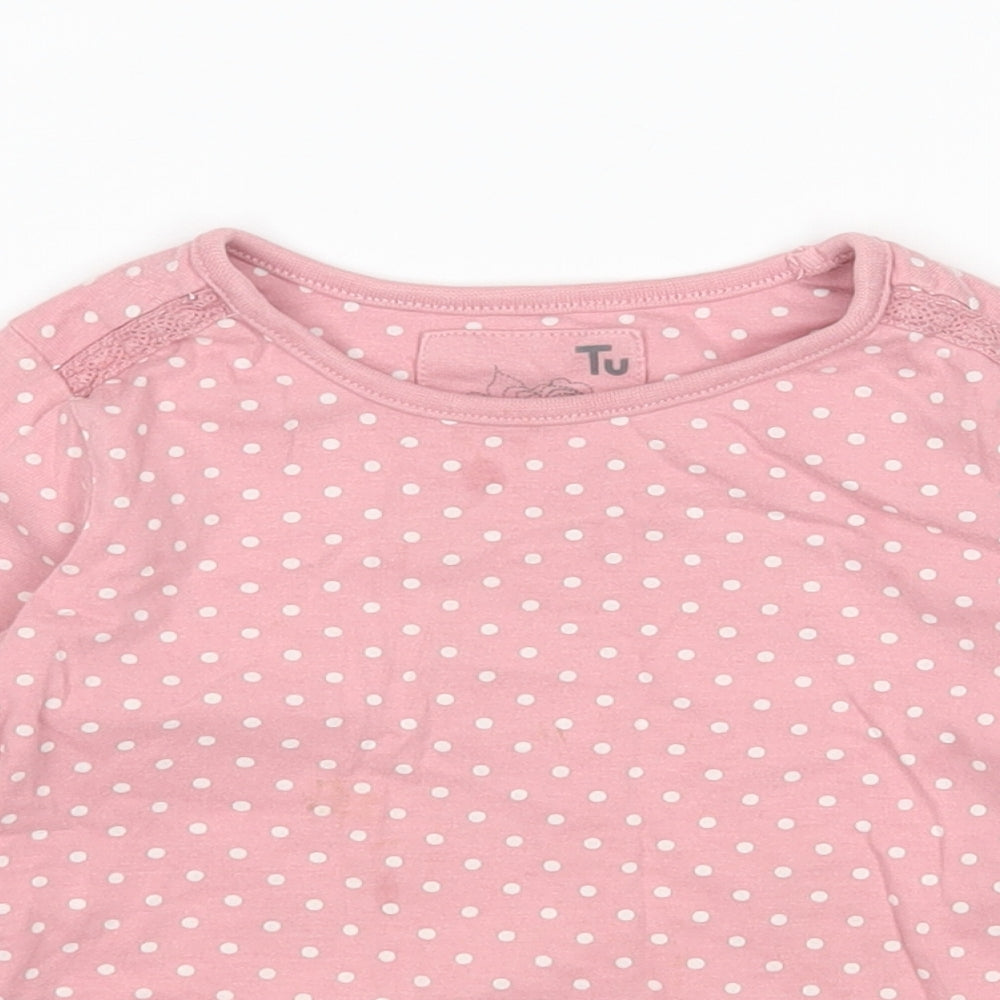 TU Girls Pink Polka Dot  Basic T-Shirt Size 3 Years