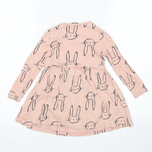 George Girls Pink Animal Print  T-Shirt Dress  Size 3-4 Years