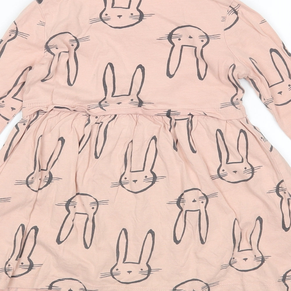 George Girls Pink Animal Print  T-Shirt Dress  Size 3-4 Years