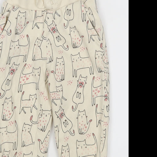 Mothercare Girls Beige Animal Print  Sweatpants Trousers Size 2-3 Years
