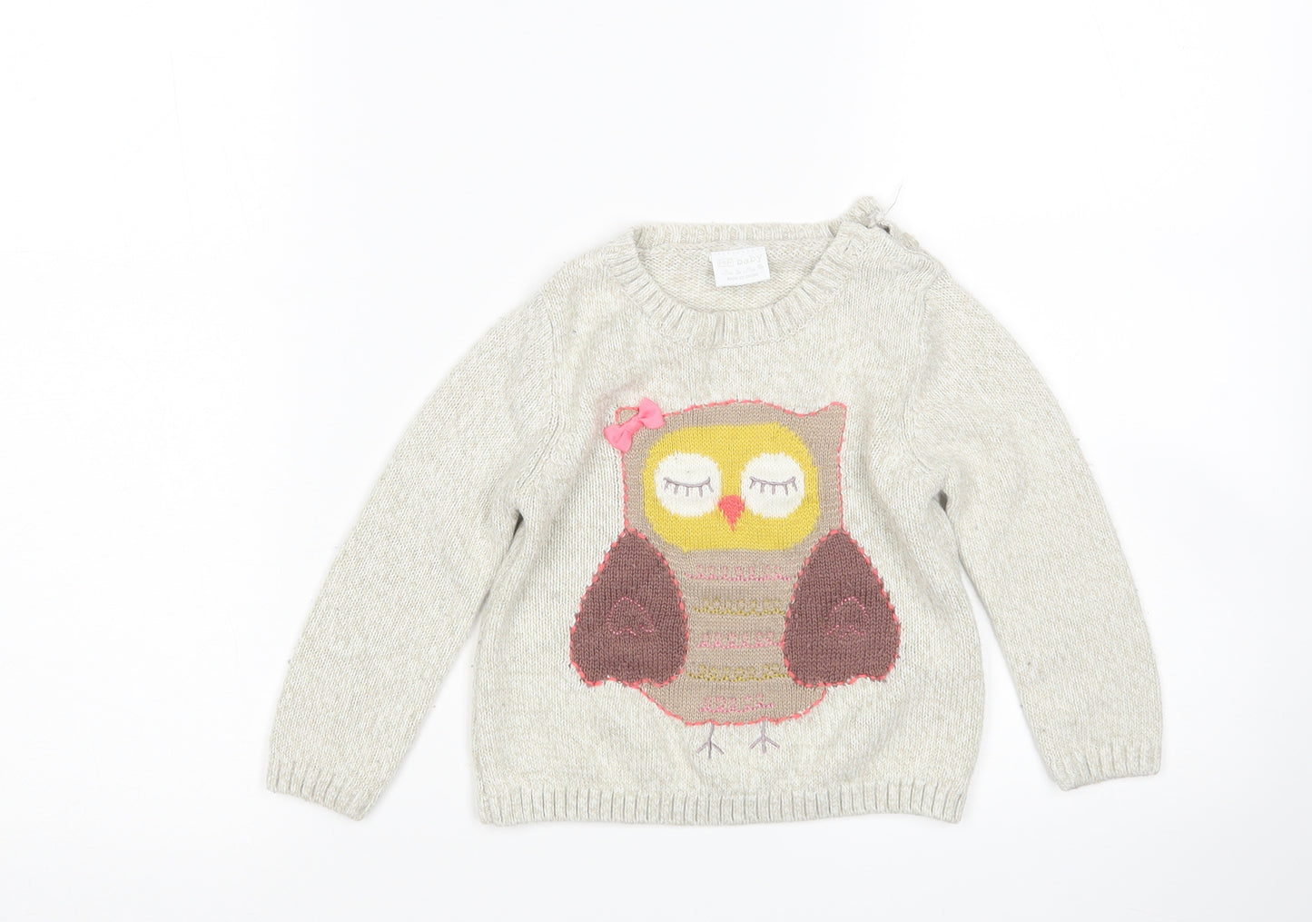 F&F Girls Multicoloured Animal Print  Pullover Jumper Size 12-18 Months  - Owl