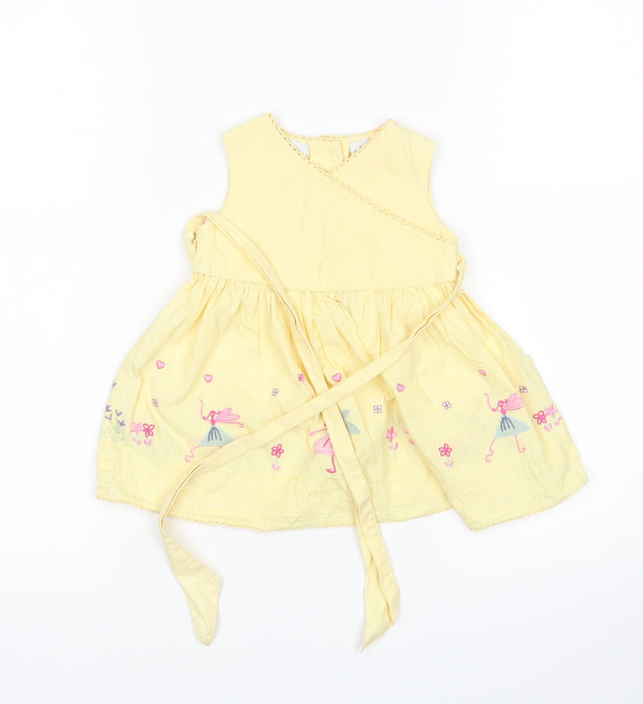 Preworn Girls Yellow Floral A-Line Size 0-3 Months