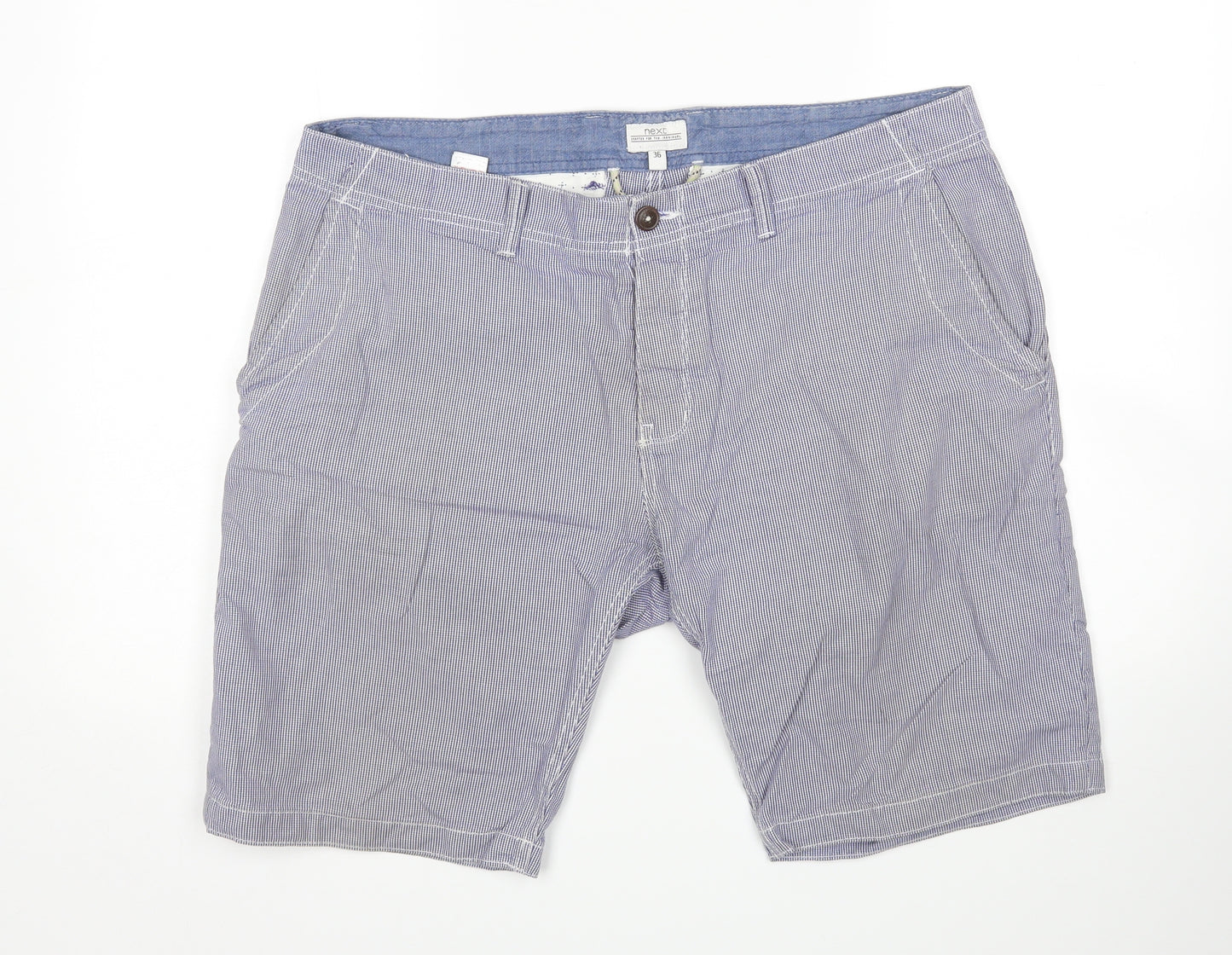NEXT Mens Blue Check  Chino Shorts Size 36