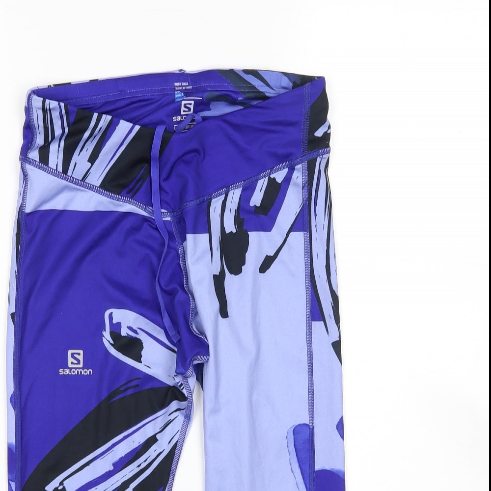 Salomon Womens Multicoloured Geometric  Compression Shorts Size S