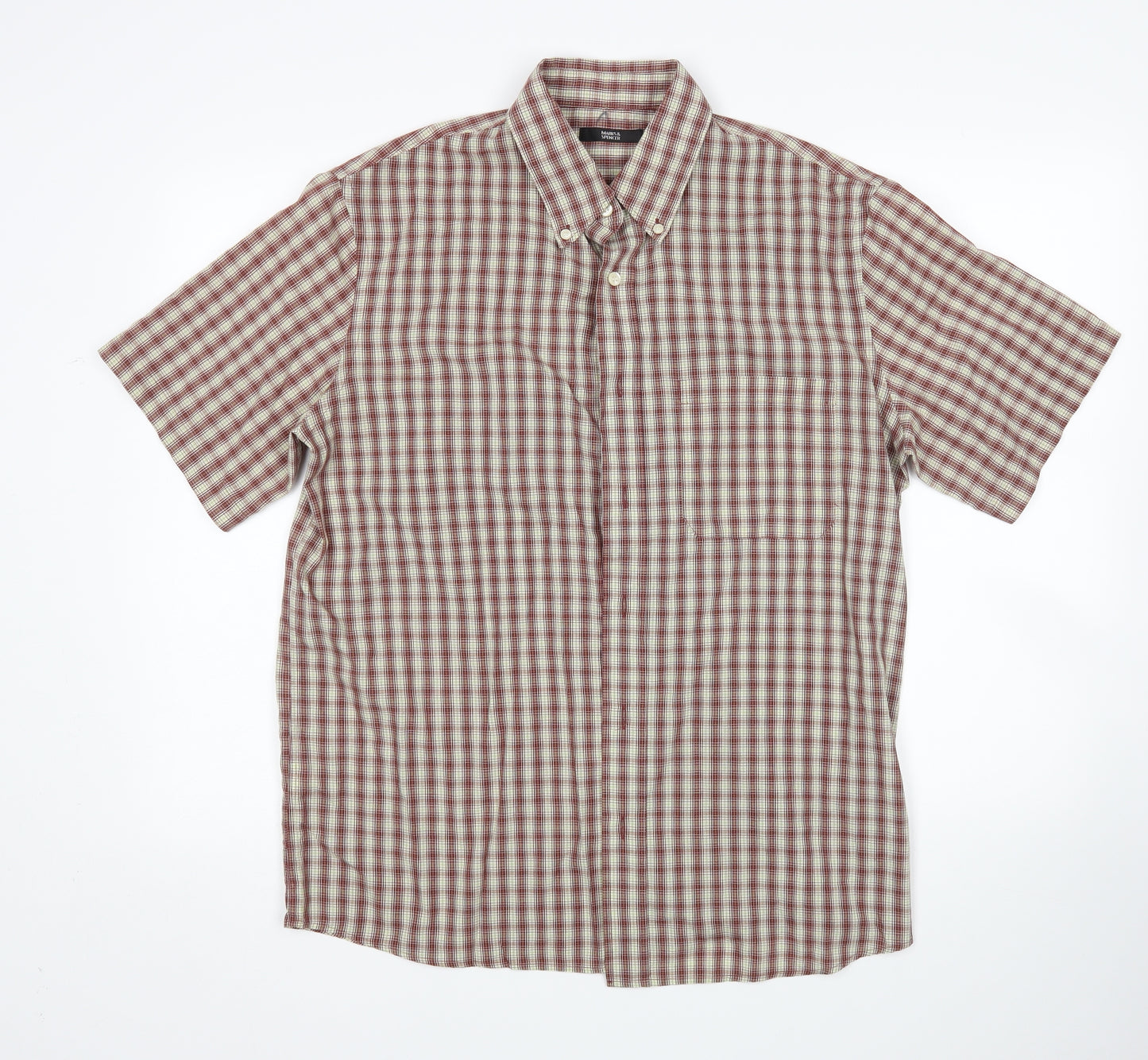 M&S Mens Multicoloured Check   Button-Up Size M