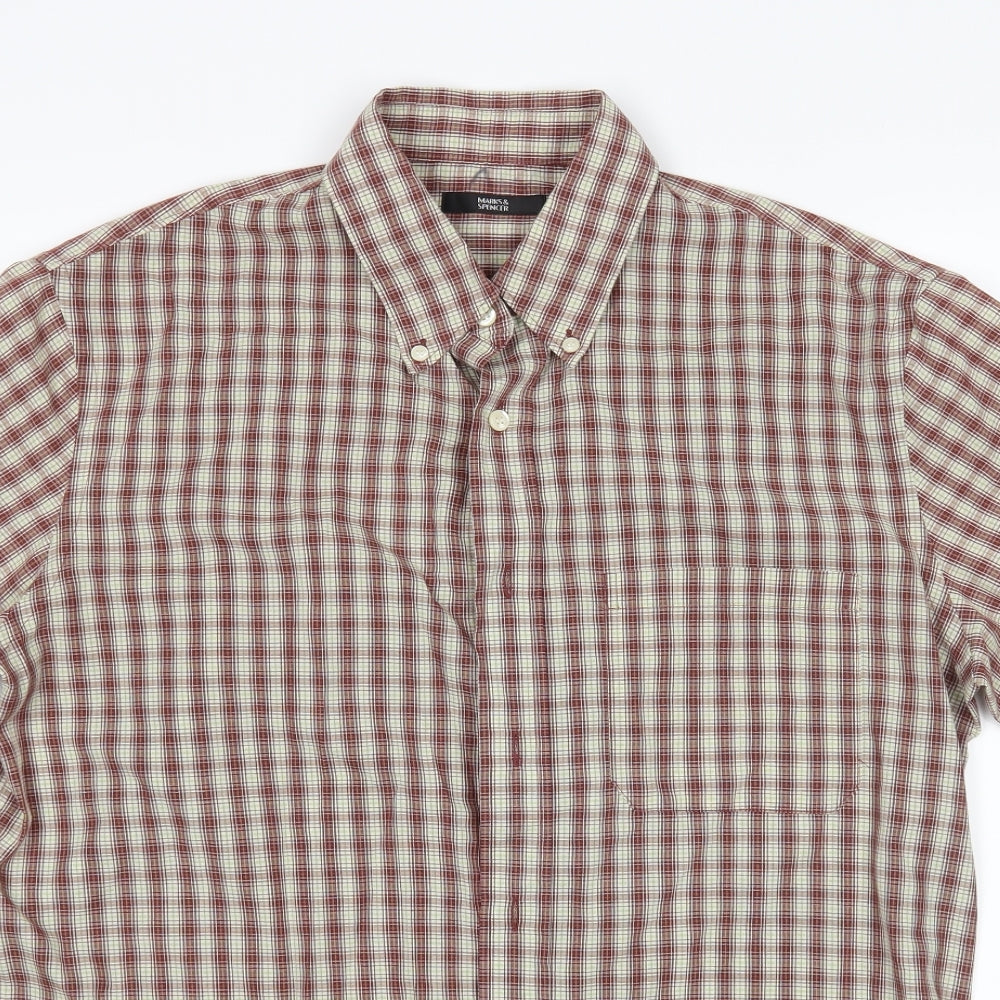 M&S Mens Multicoloured Check   Button-Up Size M