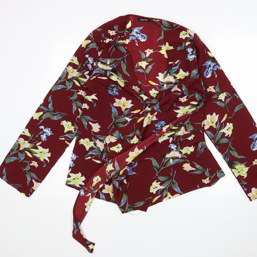 Boohoo Womens Multicoloured Floral  Wrap Blouse Size 10