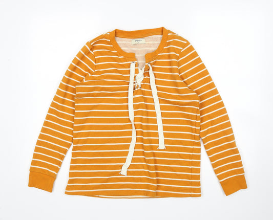 Front view of Papaya women’s multicoloured striped jumper, size S