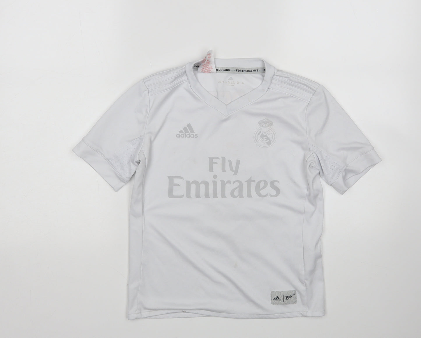 adidas Boys White   Basic T-Shirt Size 9-10 Years  - Real Madrid