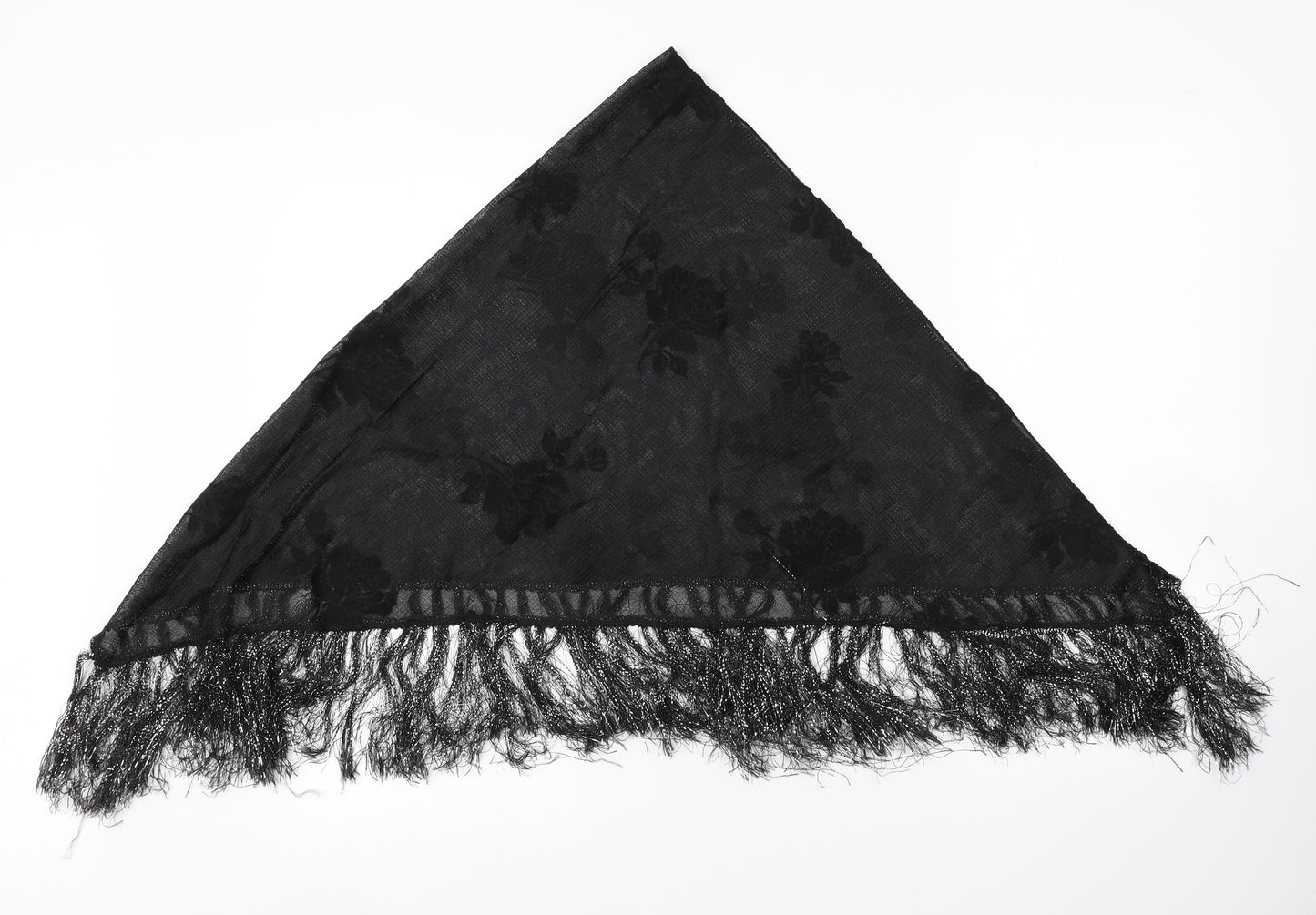 Preworn Womens Black Floral   Shawl/Wrap