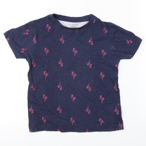 Primark Boys Blue Animal Print  Basic T-Shirt Size 6-7 Years