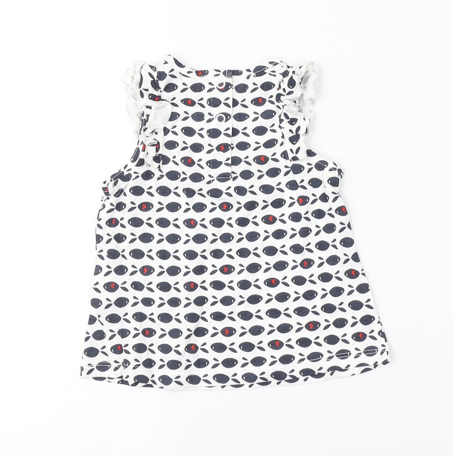 Preworn Girls White Animal Print  Basic Blouse Size 9-12 Months