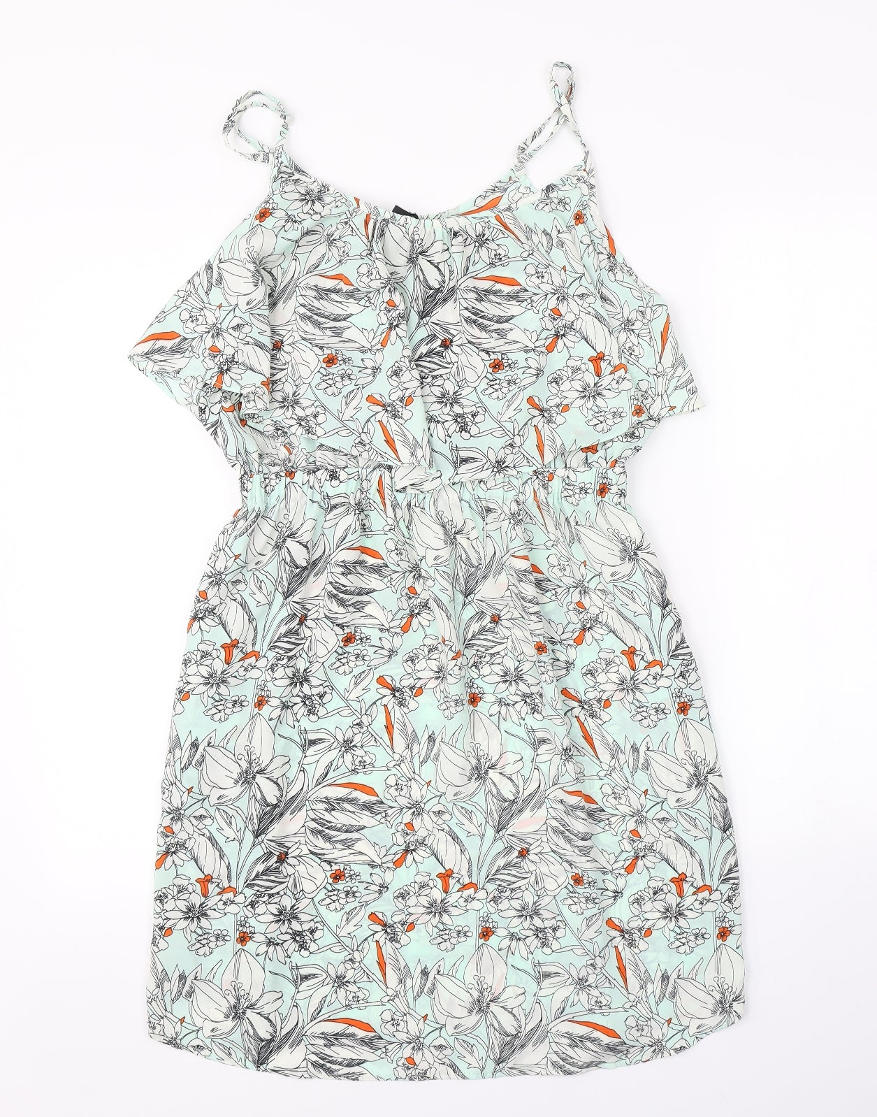Preworn Womens Green Floral  A-Line  Size 12
