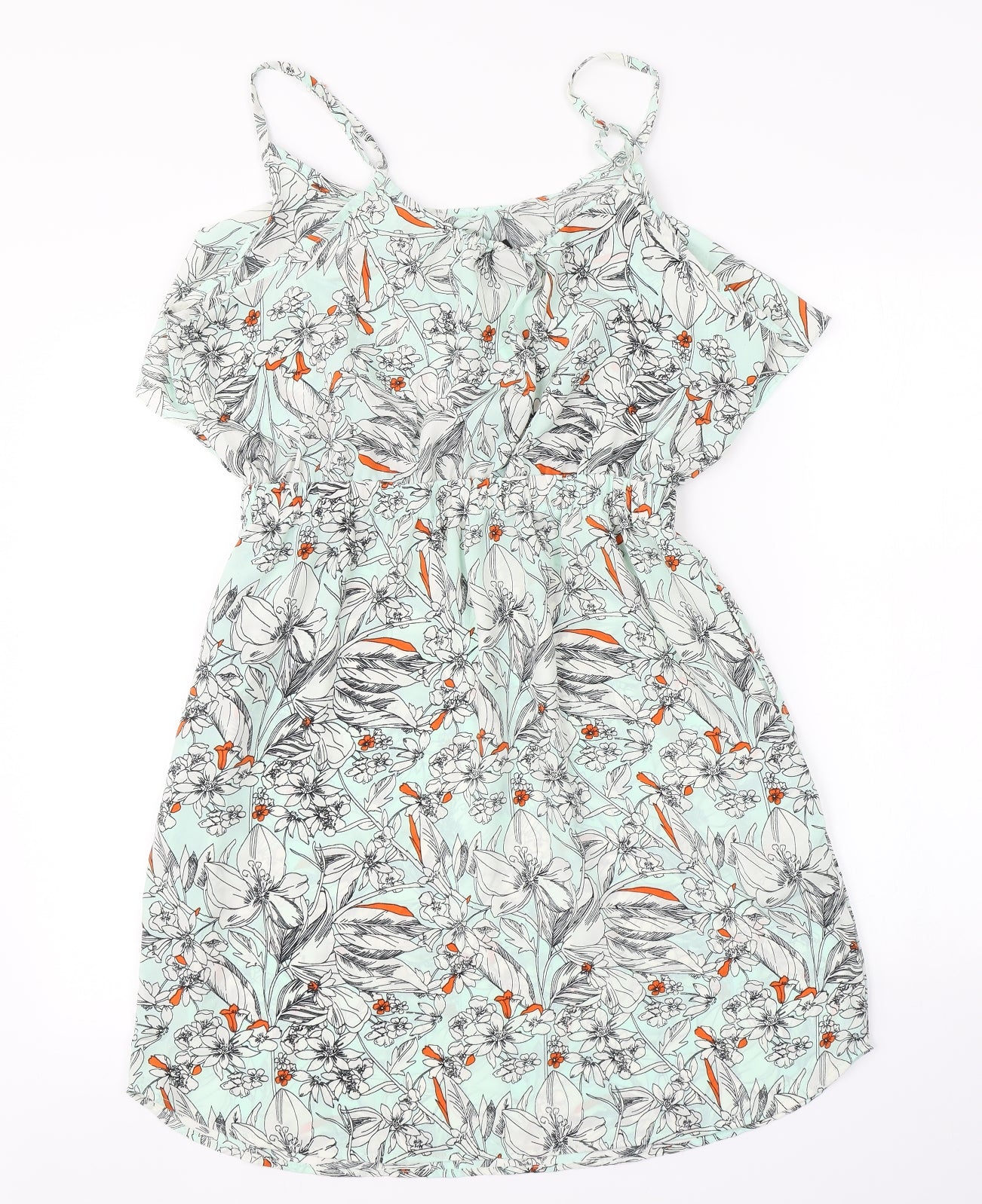 Preworn Womens Green Floral  A-Line  Size 12