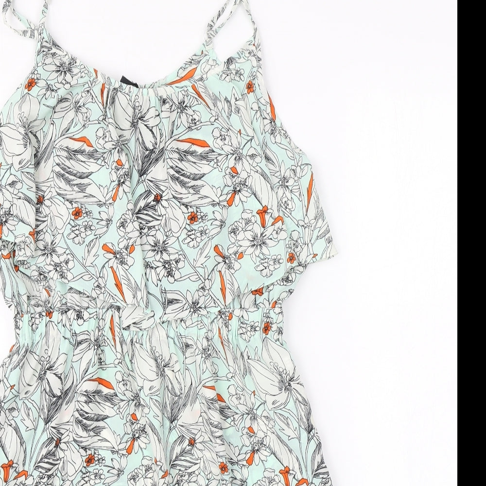 Preworn Womens Green Floral  A-Line  Size 12