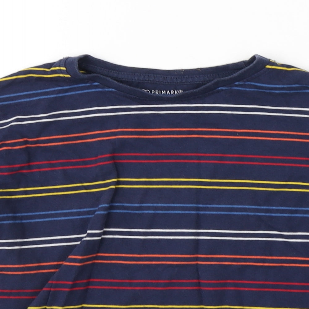 Primark Boys Blue Striped  Basic T-Shirt Size 7-8 Years