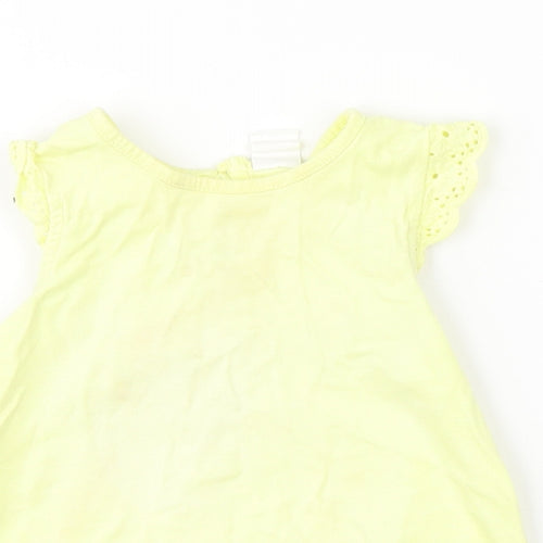 H&M Girls Yellow   Basic Tank Size 9-12 Months