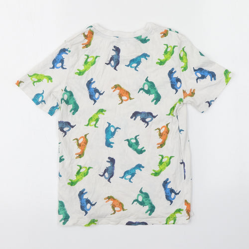 H&M Boys White Animal Print  Basic T-Shirt Size 7-8 Years  - DINOSAURS