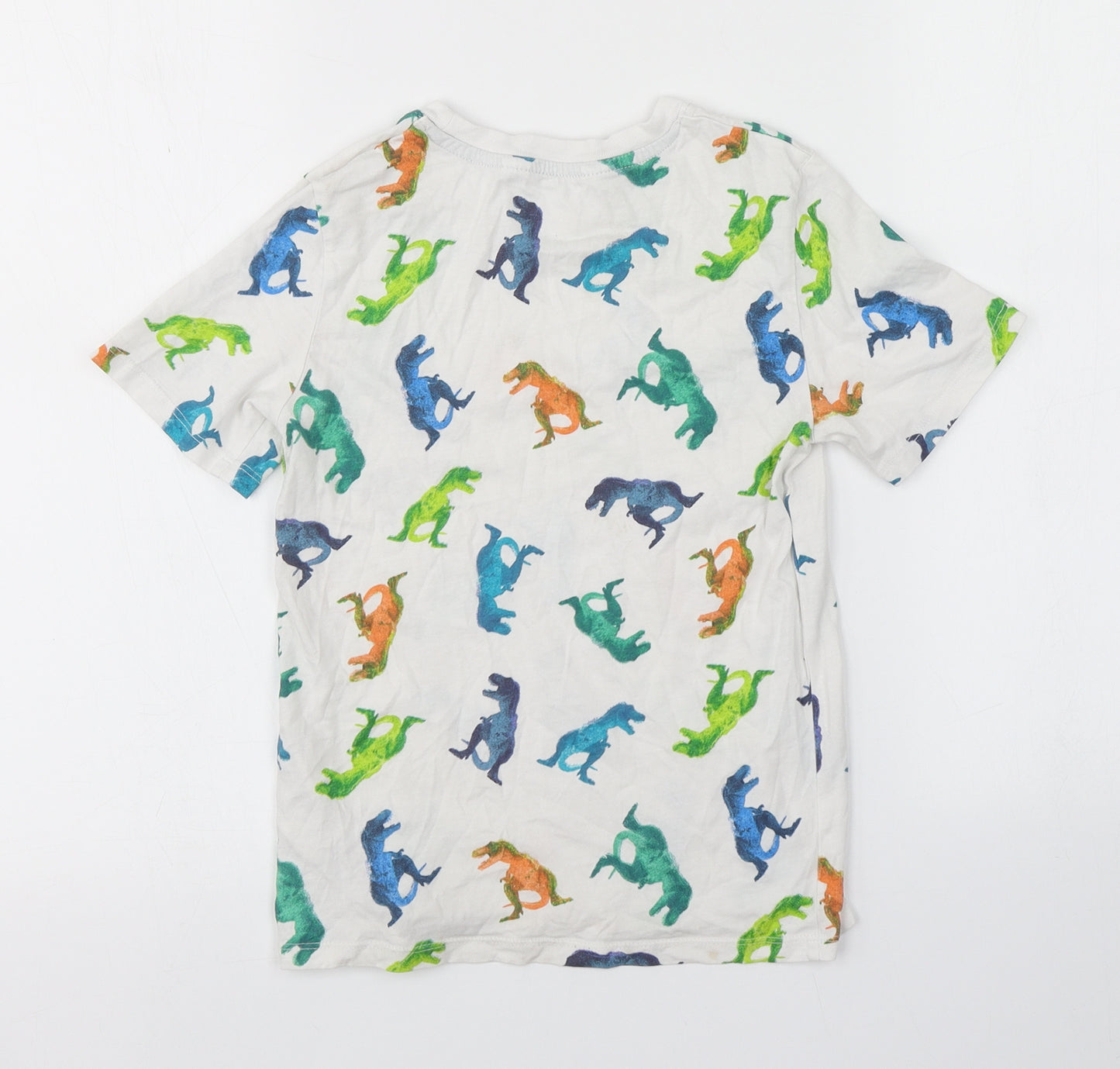H&M Boys White Animal Print  Basic T-Shirt Size 7-8 Years  - DINOSAURS