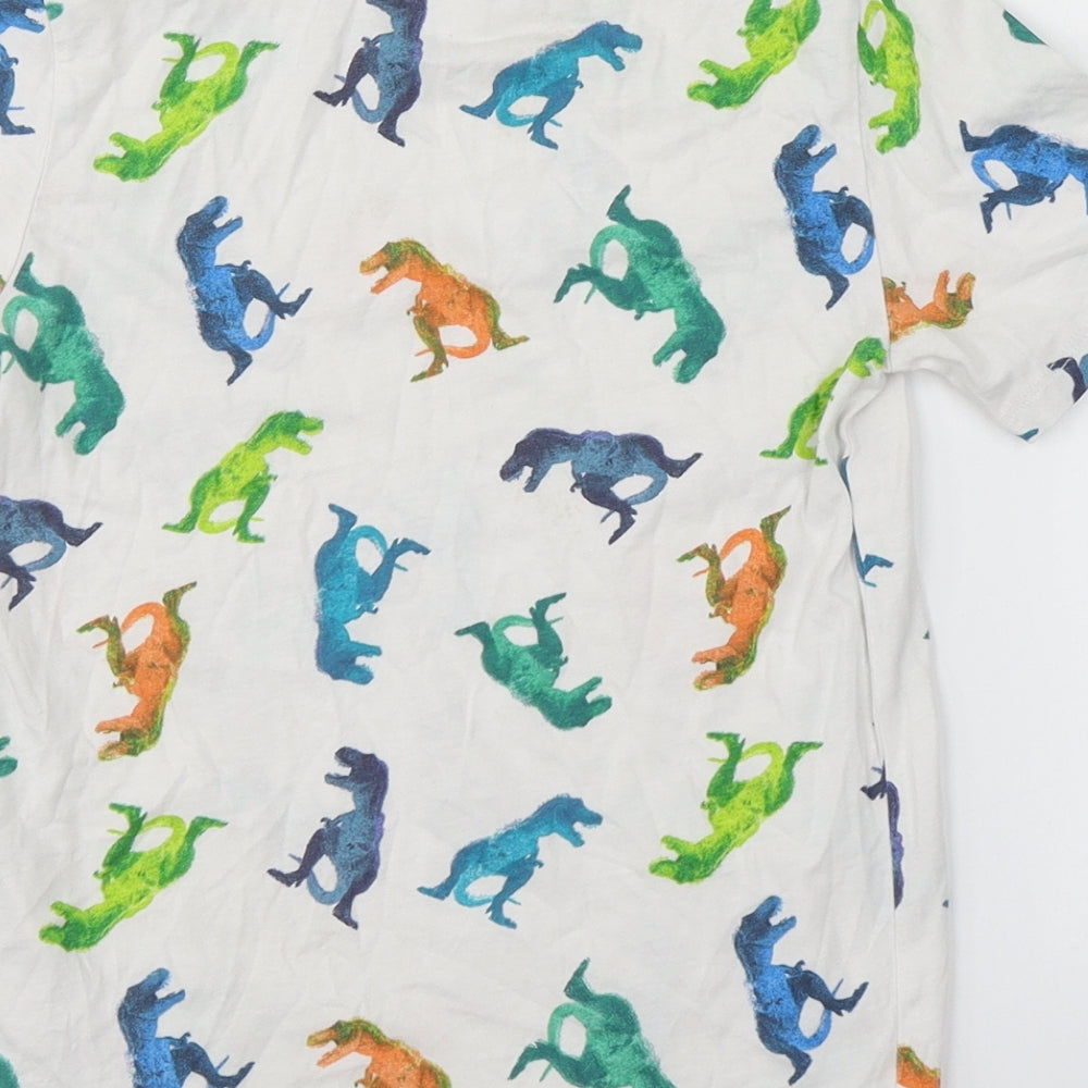 H&M Boys White Animal Print  Basic T-Shirt Size 7-8 Years  - DINOSAURS