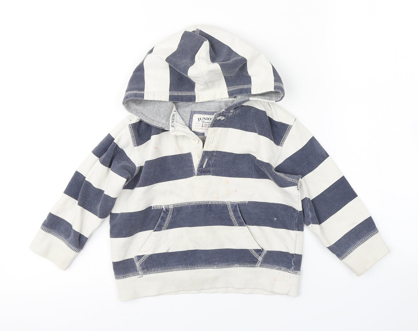JUNIOR J Boys White Striped  Pullover Hoodie Size 2-3 Years