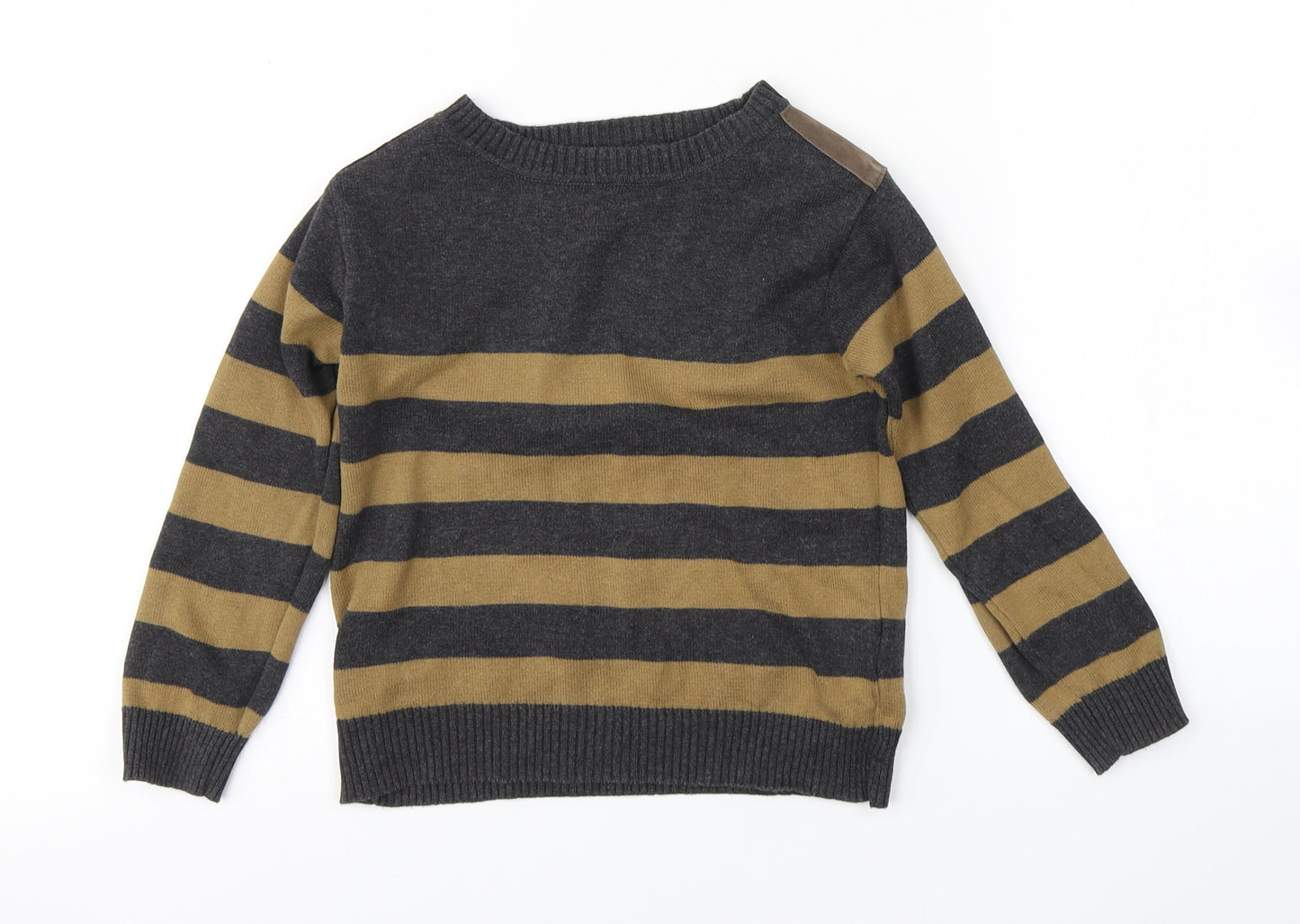 F&F Boys Grey Striped  Pullover Jumper Size 3-4 Years